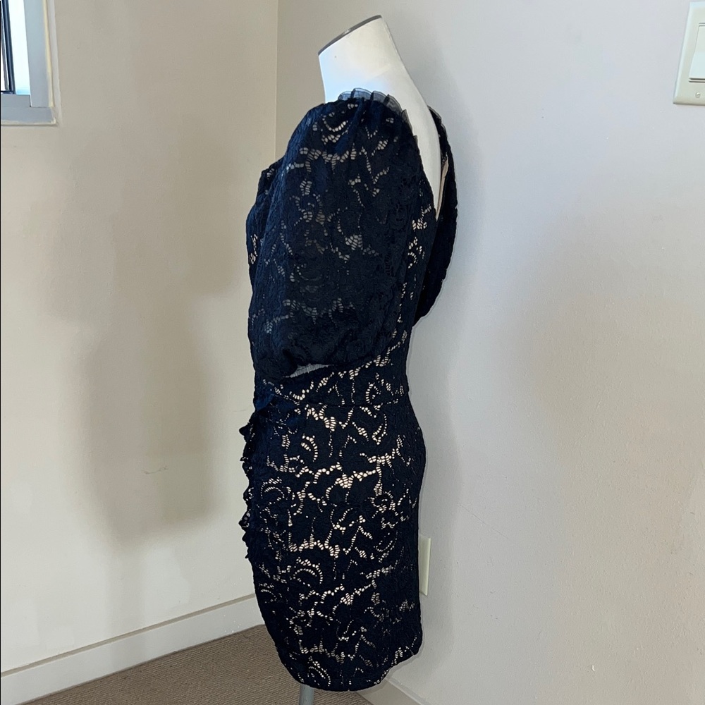 EUC Saylor Balloon Sleeve Black Lace Mini Dress Size Small - Picture 2 of 7
